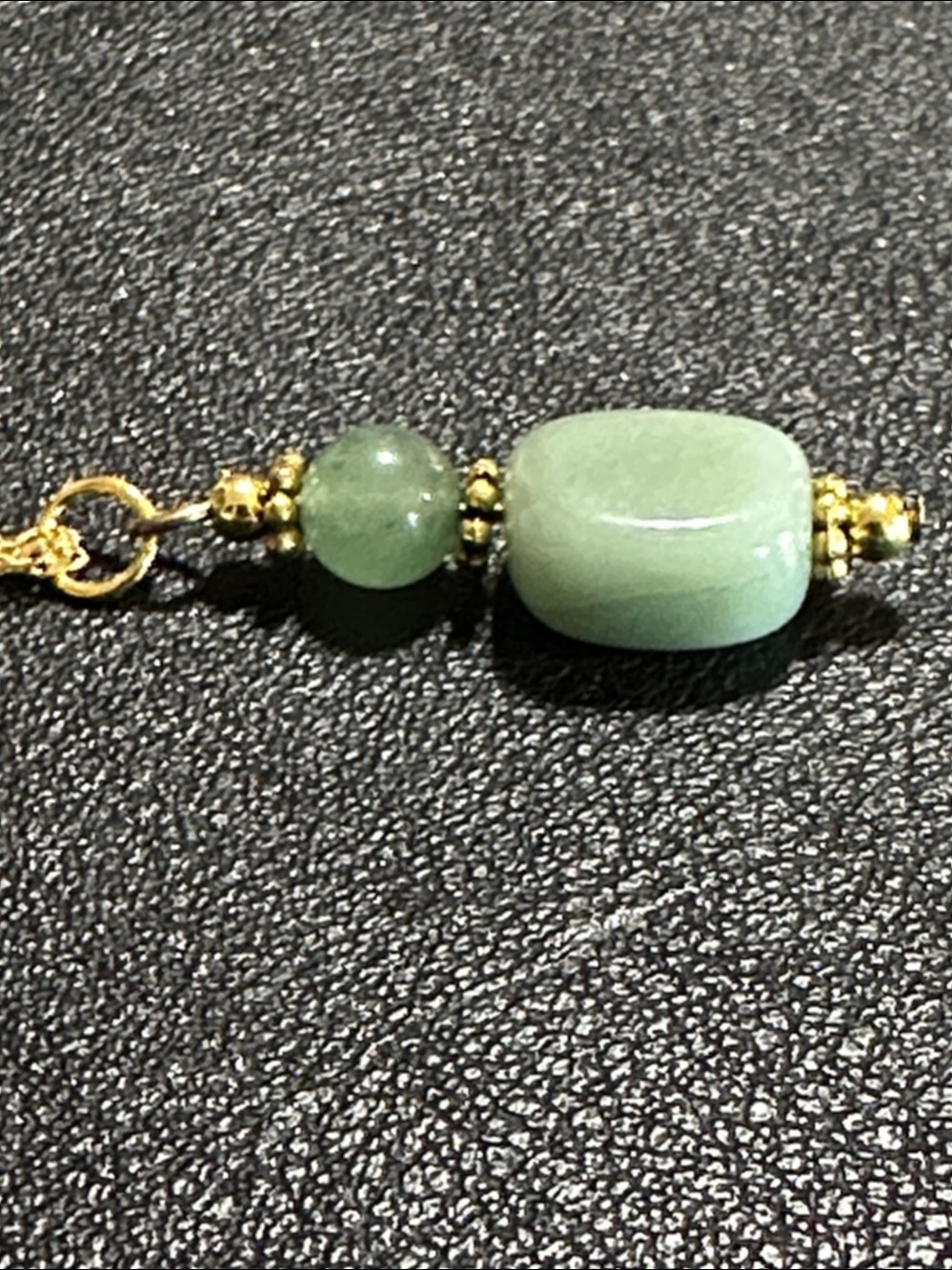 European 750 Gold Flat Link Twist Chain Artisan Natural Stone Pendant Necklace - Picture 10 of 12